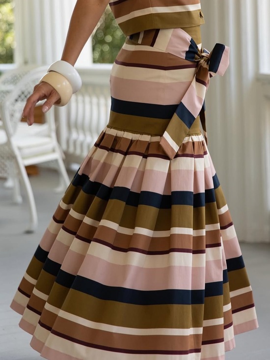 ANTONIO MELANI Dresses & Skirts - Antonio Melani x Style Bungalow The Town Sateen Stripe A Line Midi Skirt NWT